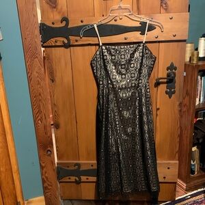 Adrianna Papell Black Geometric Midi Dress